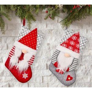 It's a Gnome Christmas Stocking Set, Including 2 Gnome Stockings NEW